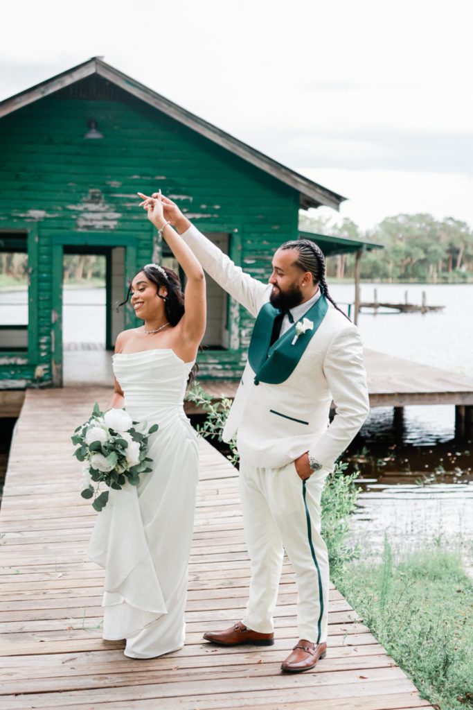 Rustic lakefront barn wedding reception at The Barn at Crescent Lake, Tampa FL